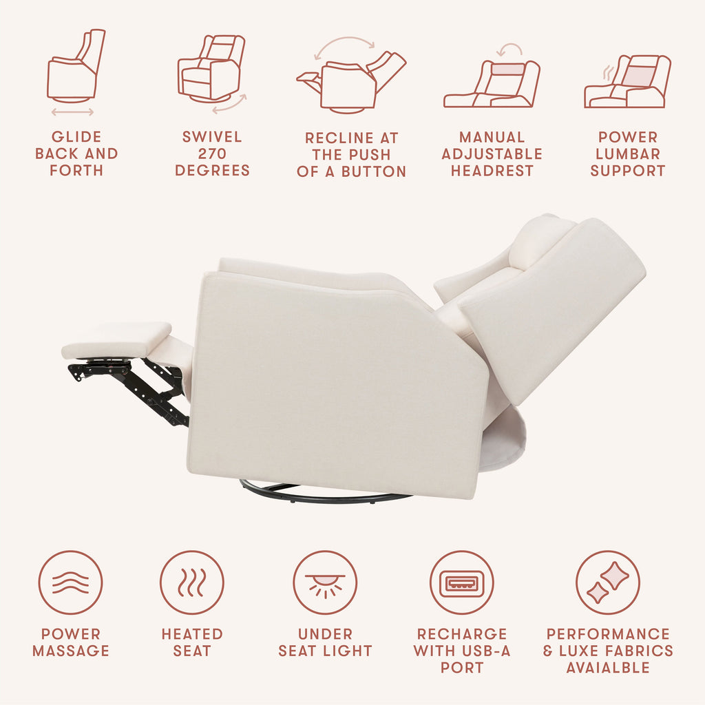 Kiwi Deluxe Power Recliner and Swivel Glider with Heat and Massage