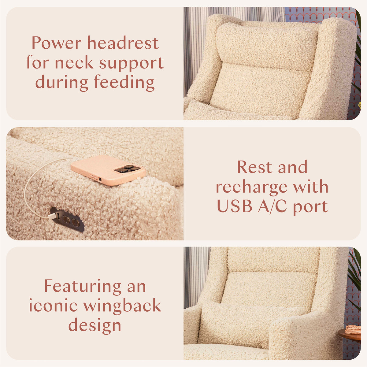 Kiwi Plus Power Recliner and Swivel Glider with Power Adjustable Headrest and USB Port