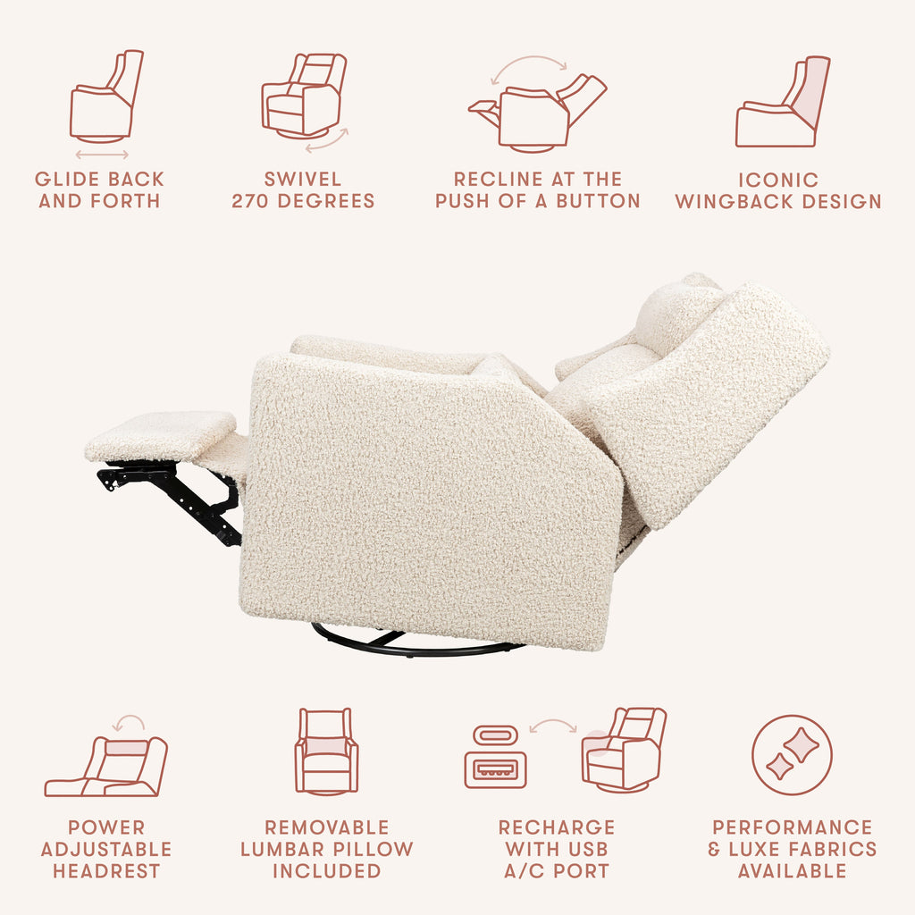 Kiwi Plus Power Recliner and Swivel Glider with Power Adjustable Headrest and USB Port