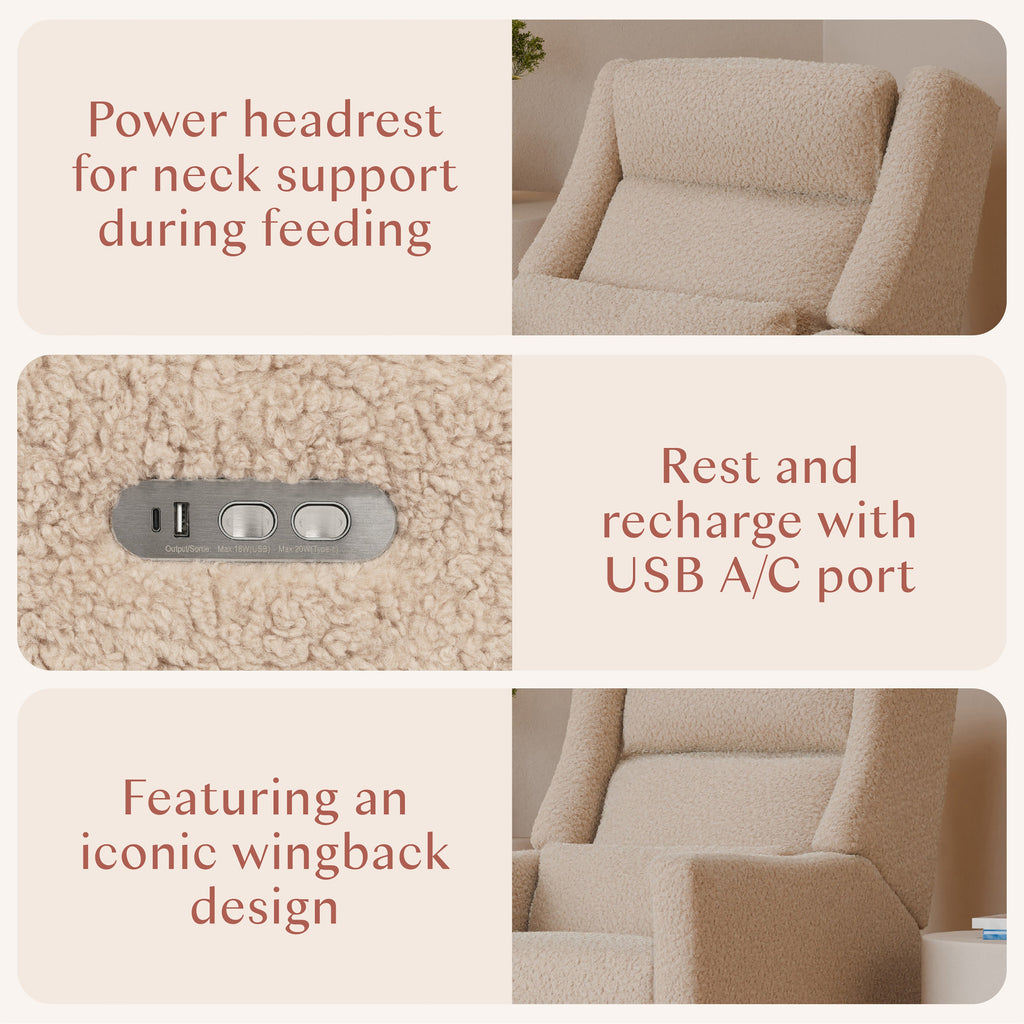 Kiwi Plus Power Recliner and Swivel Glider with Power Adjustable Headrest and USB Port