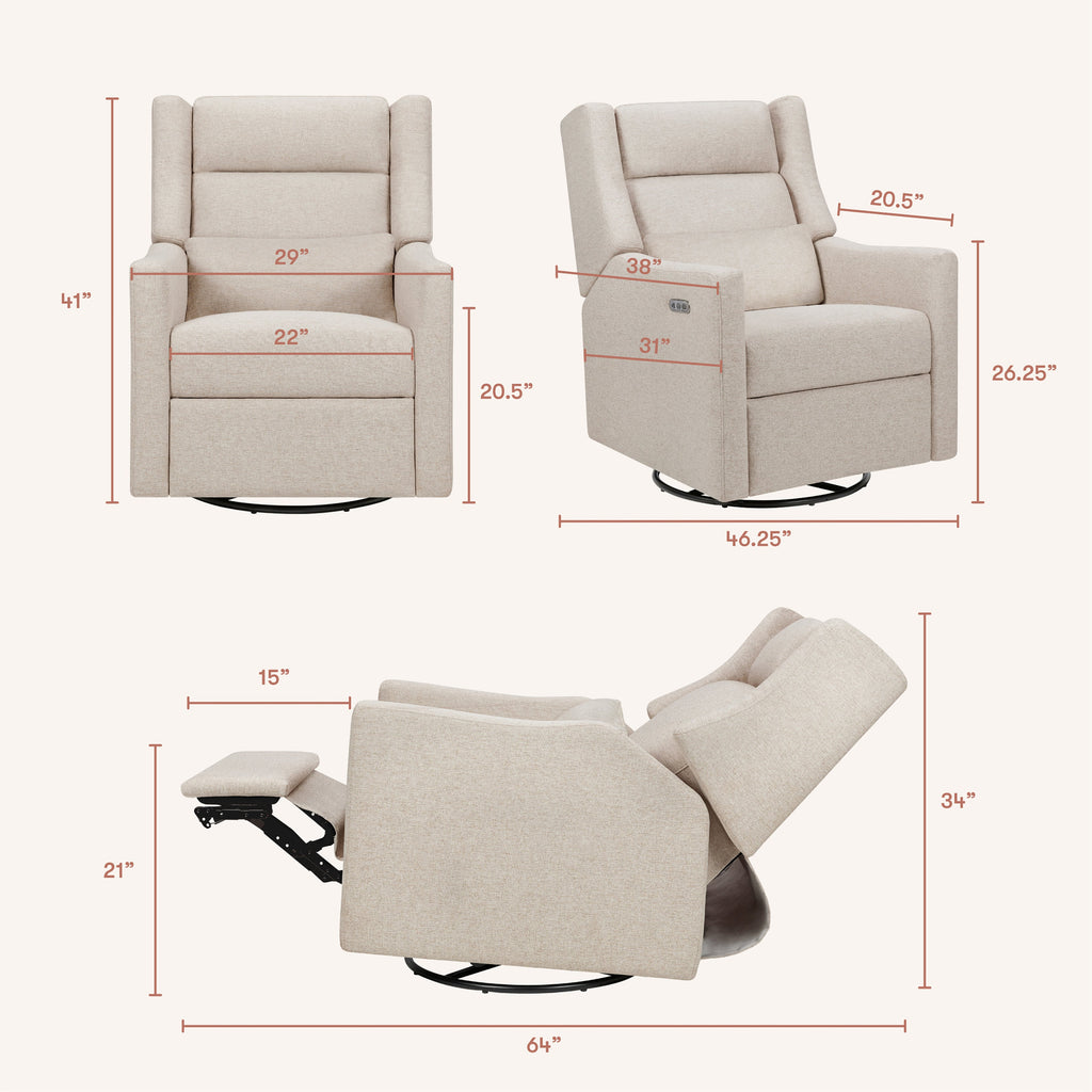 Kiwi Plus Power Recliner and Swivel Glider with Power Adjustable Headrest and USB Port