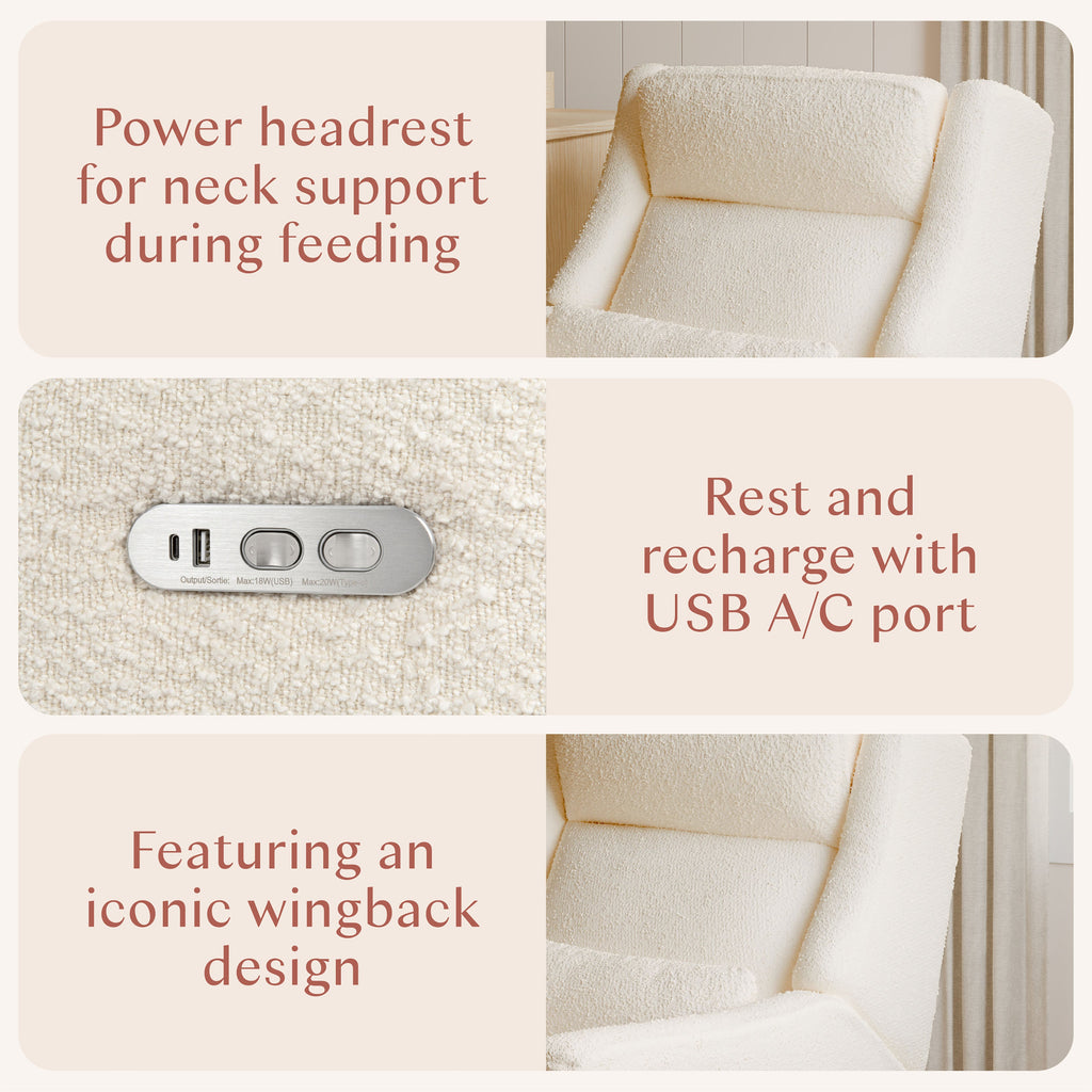 Kiwi Plus Power Recliner and Swivel Glider with Power Adjustable Headrest and USB Port
