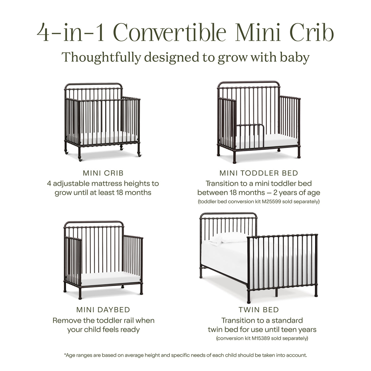 Winston 4-in-1 Convertible Mini Crib