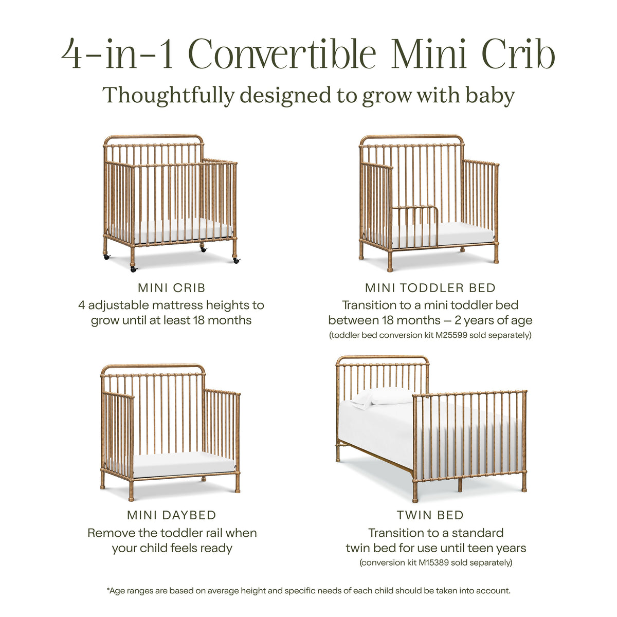 Winston 4-in-1 Convertible Mini Crib