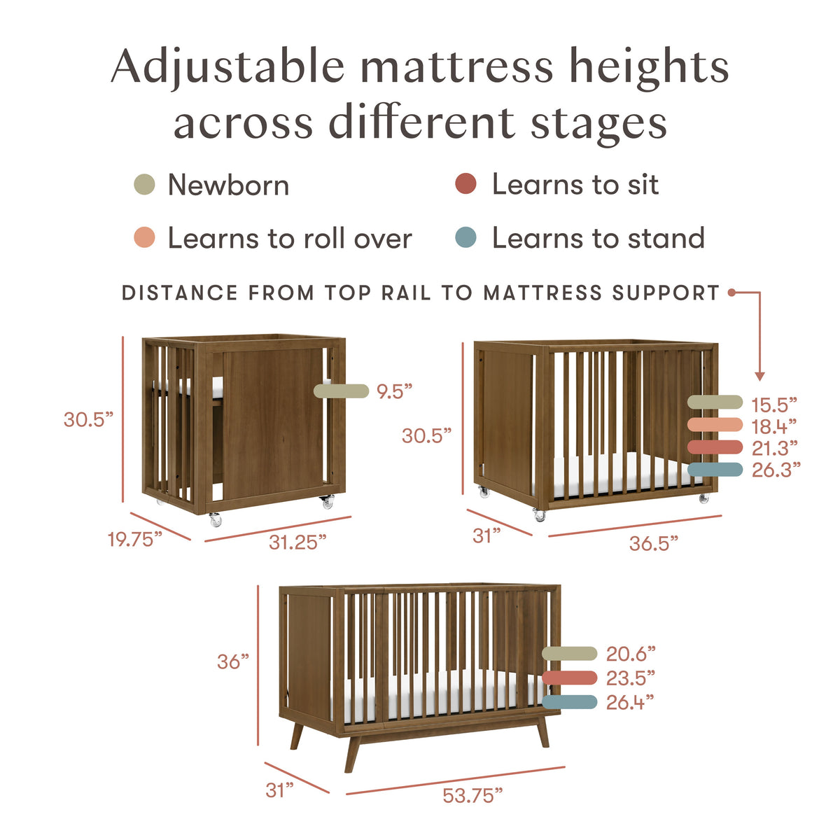 Palma 8-in-1 Convertible All-Stages® Crib with Bassinet & Toddler Bed Kits