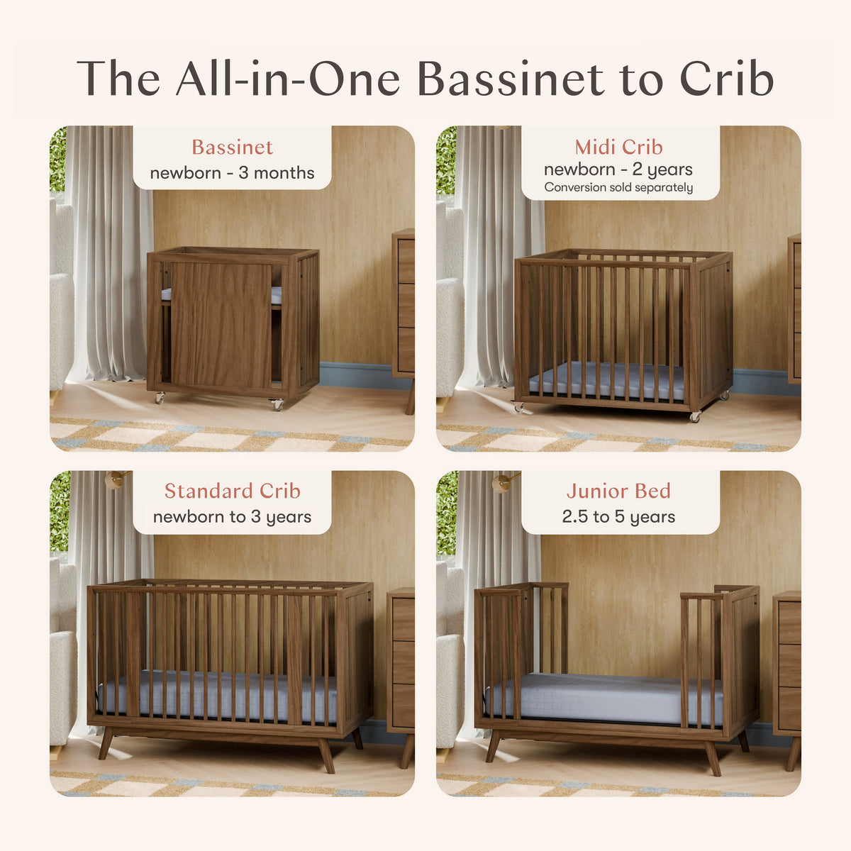 Palma 8-in-1 Convertible All-Stages® Crib with Bassinet & Toddler Bed Kits