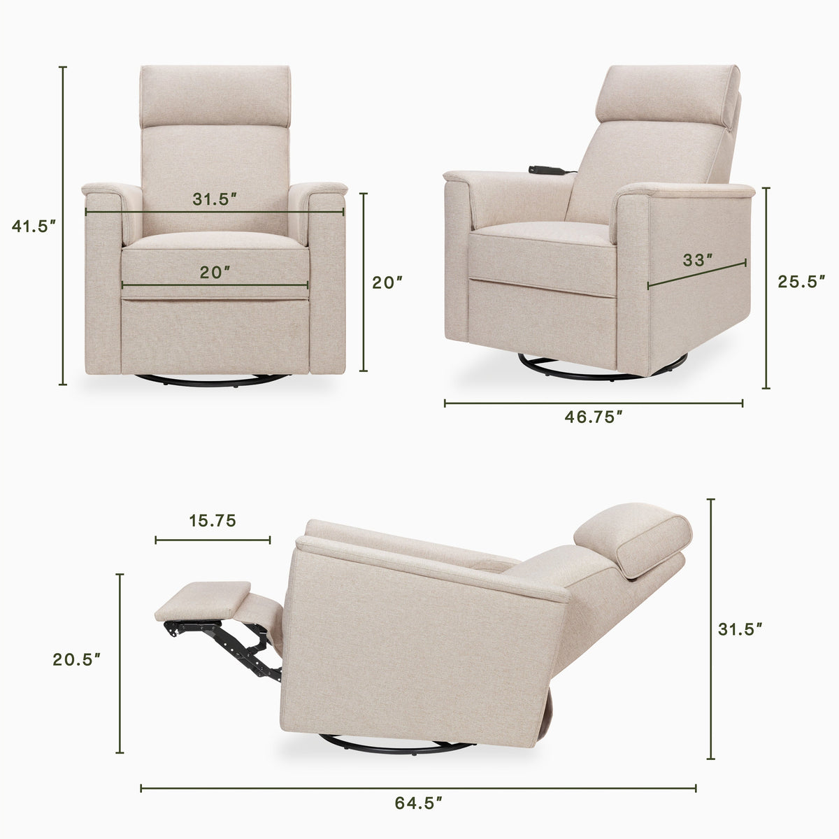 Willa Deluxe Power Recliner and Swivel Glider with Heat and Massage