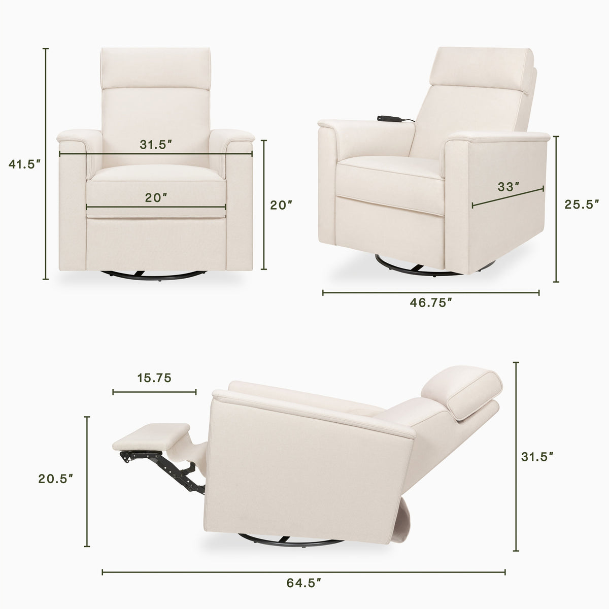 Willa Deluxe Power Recliner and Swivel Glider with Heat and Massage