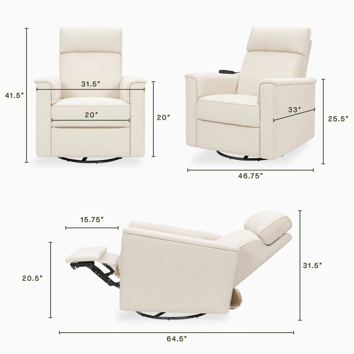 Willa Deluxe Power Recliner and Swivel Glider with Heat and Massage