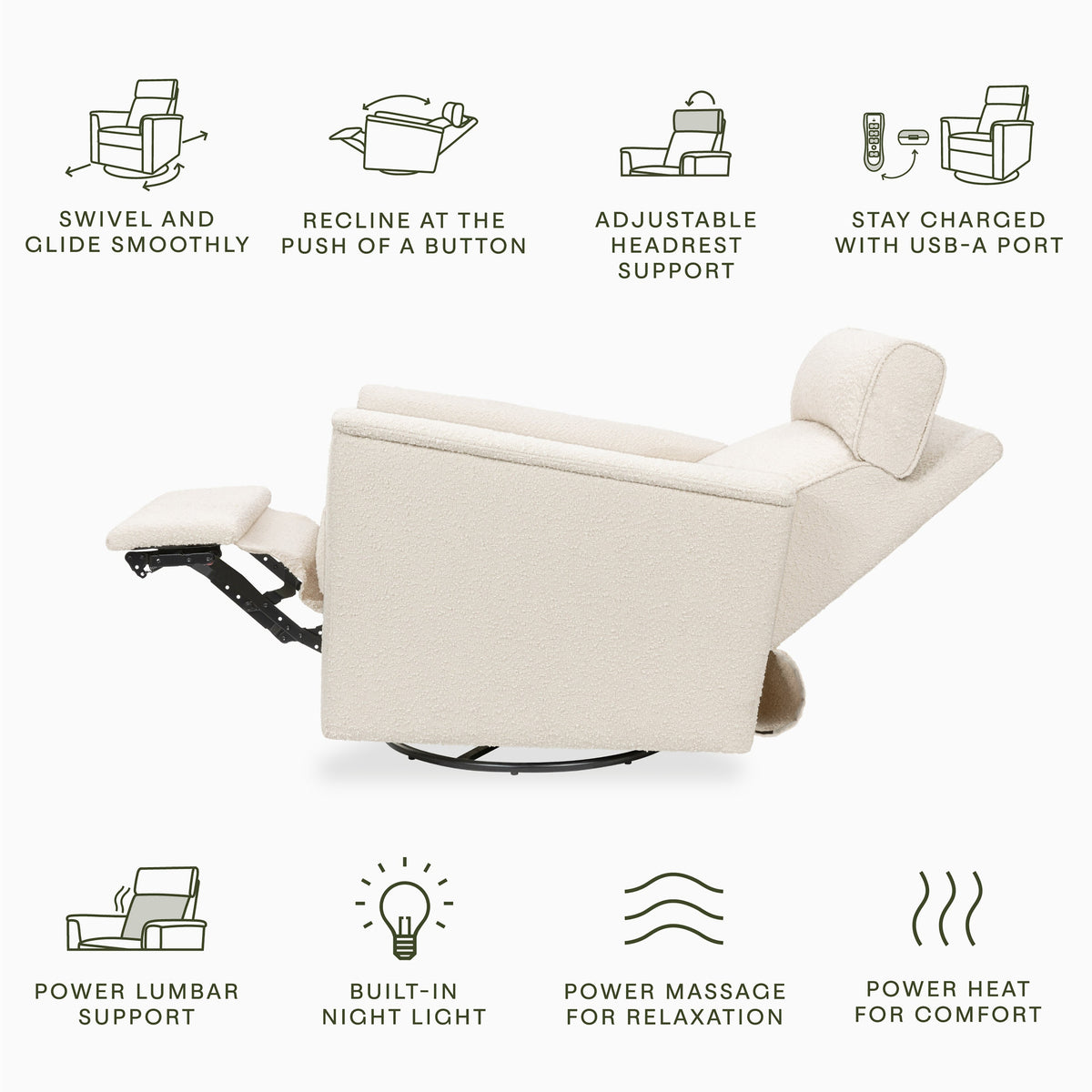 Willa Deluxe Power Recliner and Swivel Glider with Heat and Massage