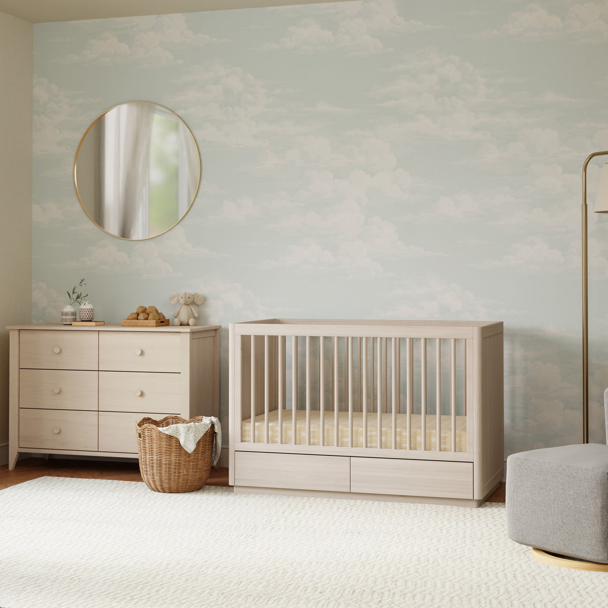 Bento 3-in-1 Convertible Storage Crib with Toddler Bed Conversion Kit