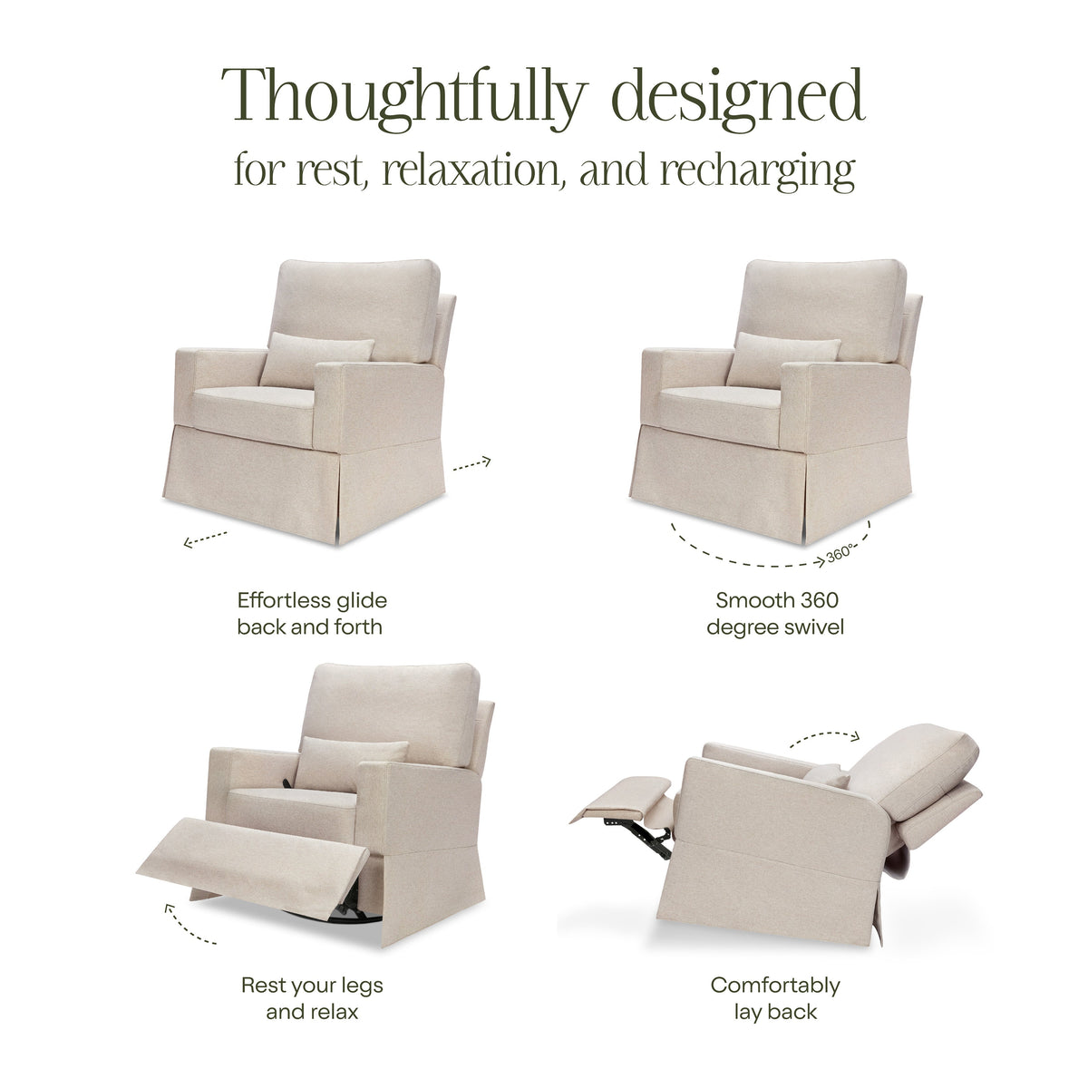 Sillón reclinable y mecedora giratoria Crawford