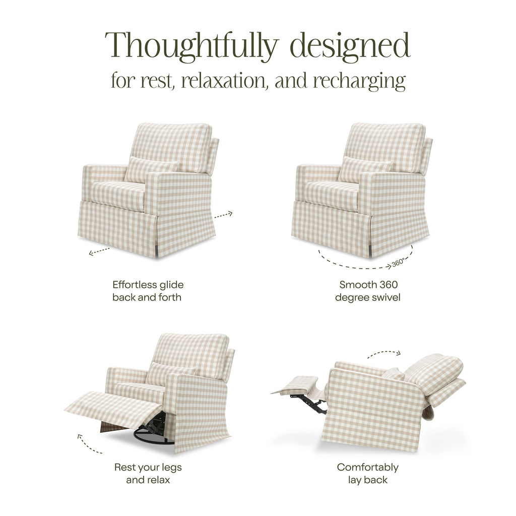 Sillón reclinable y mecedora giratoria Crawford