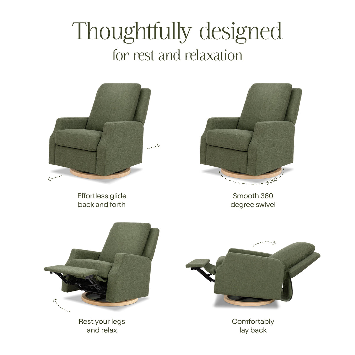 Sillón reclinable y mecedora giratoria Crewe