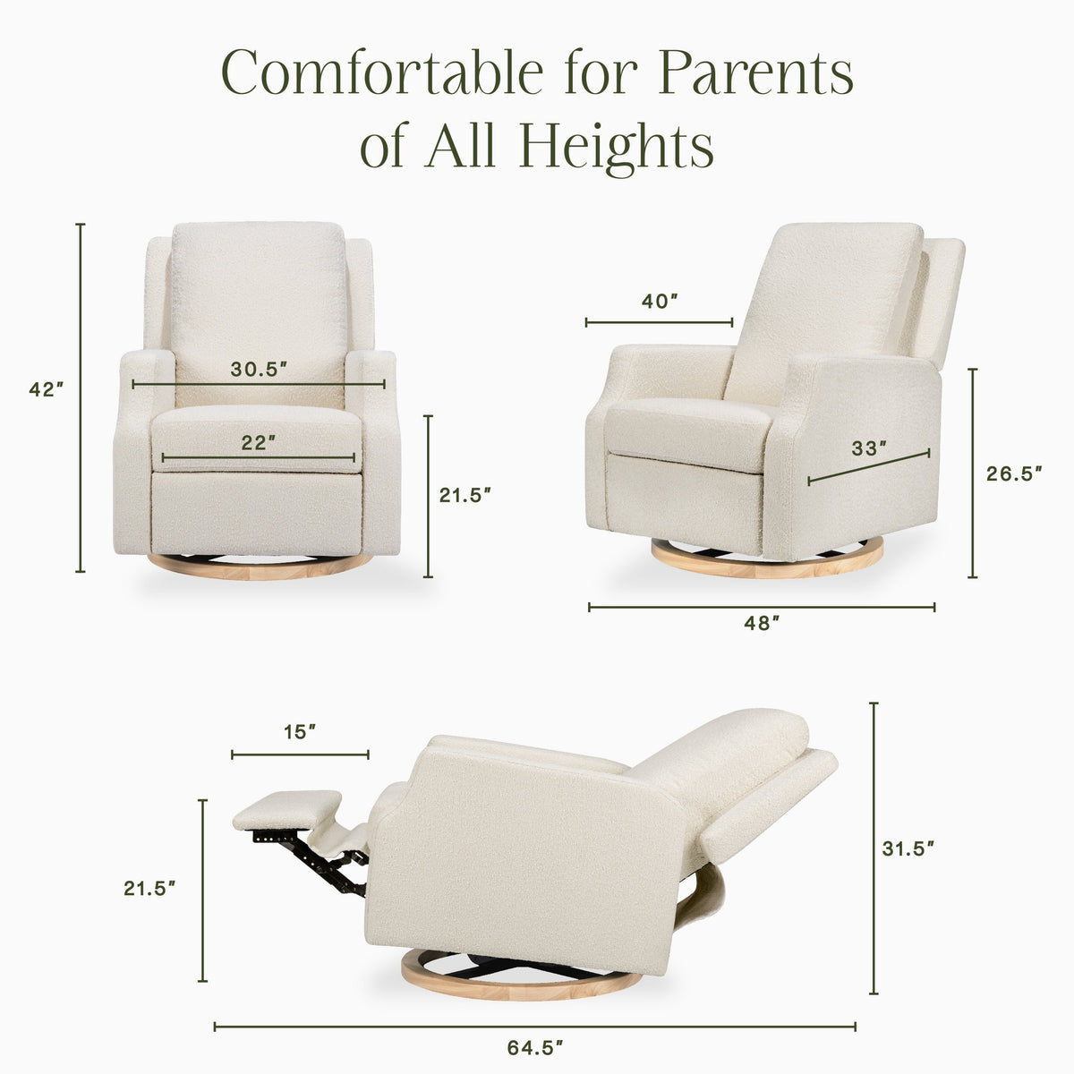 Sillón reclinable y mecedora giratoria Crewe