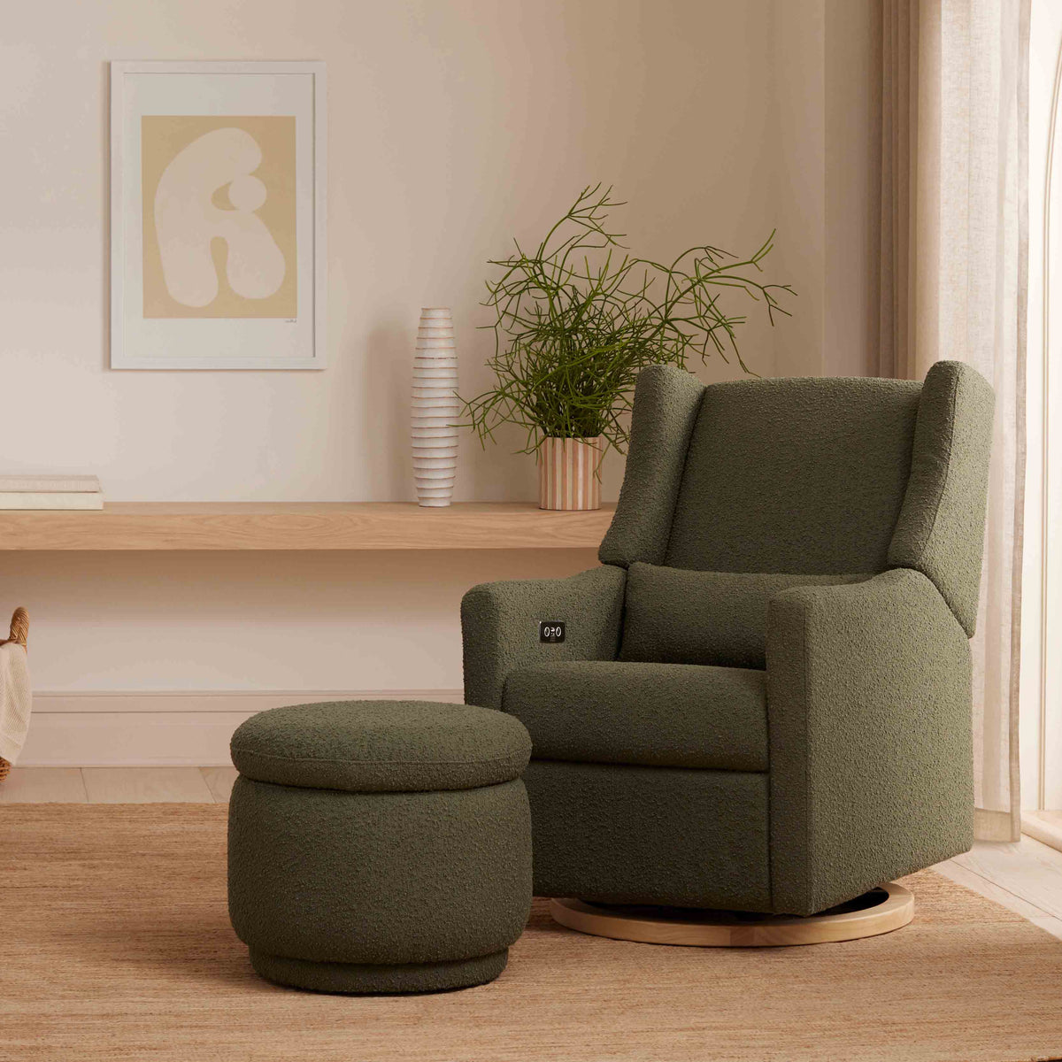 Enoki Storage Ottoman in Boucle