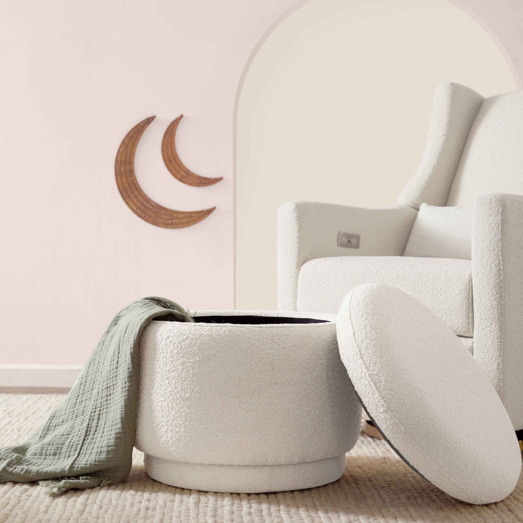 Enoki Storage Ottoman in Boucle