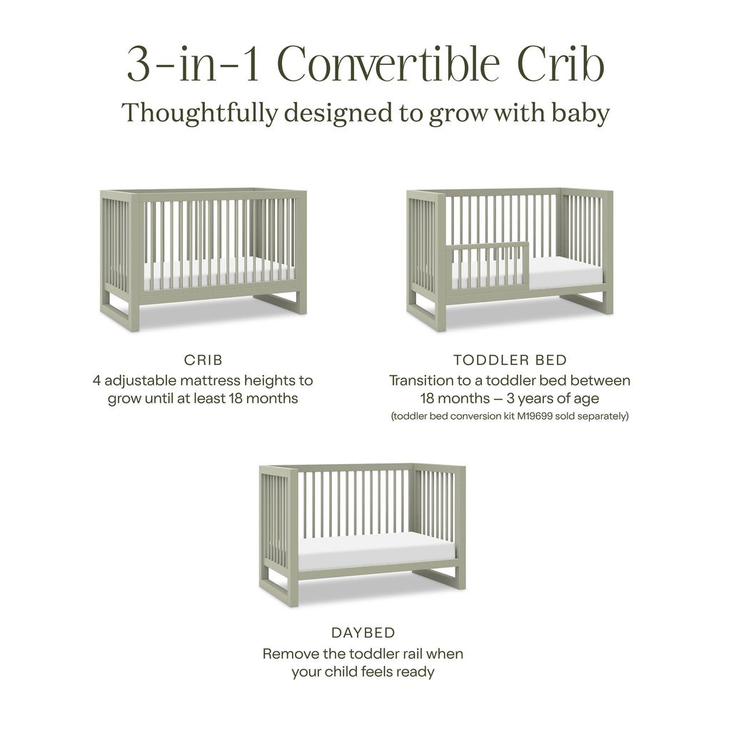 Nantucket 3-in-1 Convertible Crib with Toddler Bed Conversion Kit