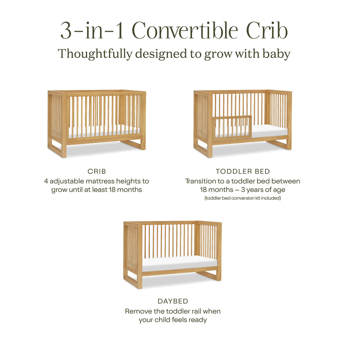 Cuna convertible 3 en 1 Nantucket con kit de conversión para cama de niño pequeño