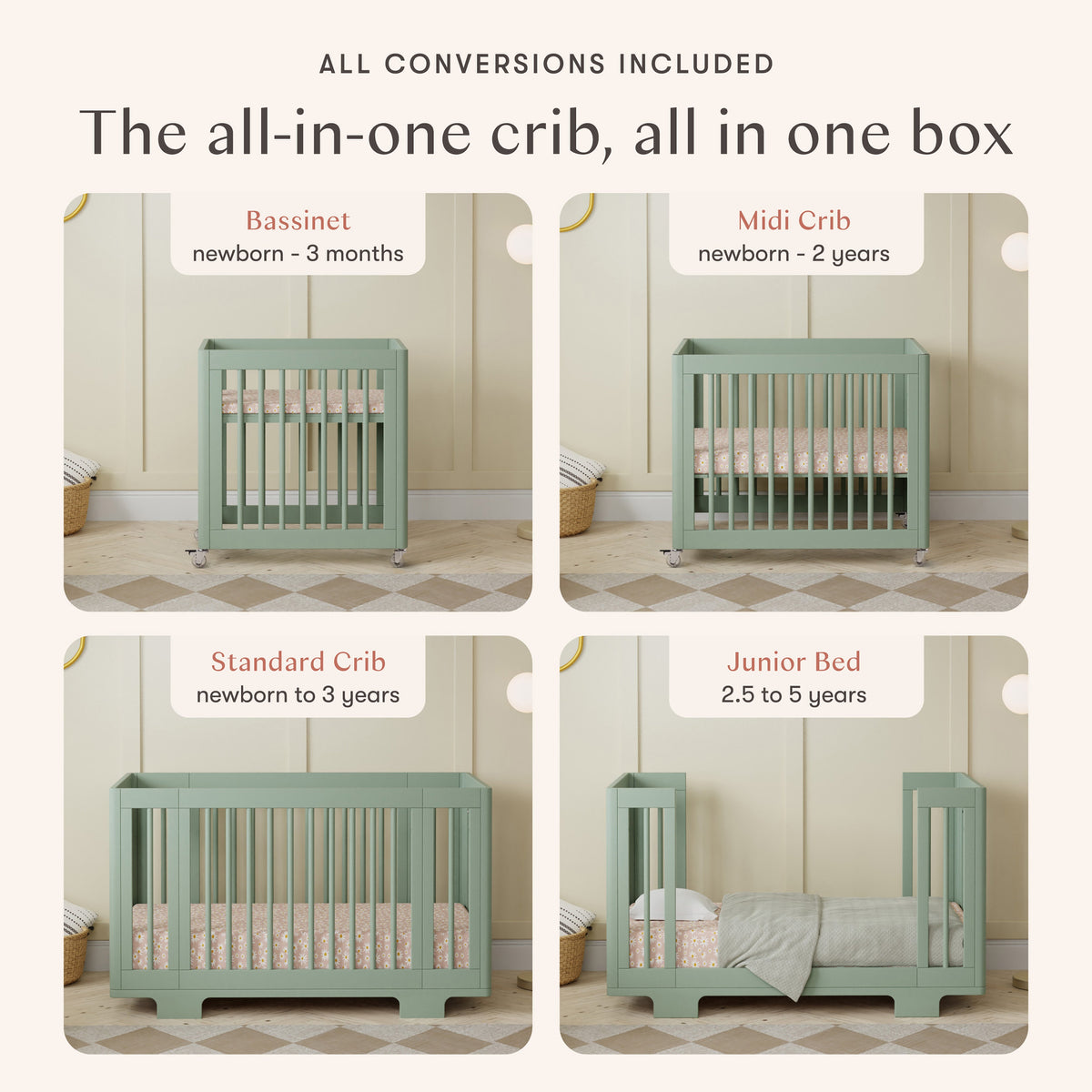 Yuzu 8-in-1 Convertible Crib with All-Stages® Conversion Kits