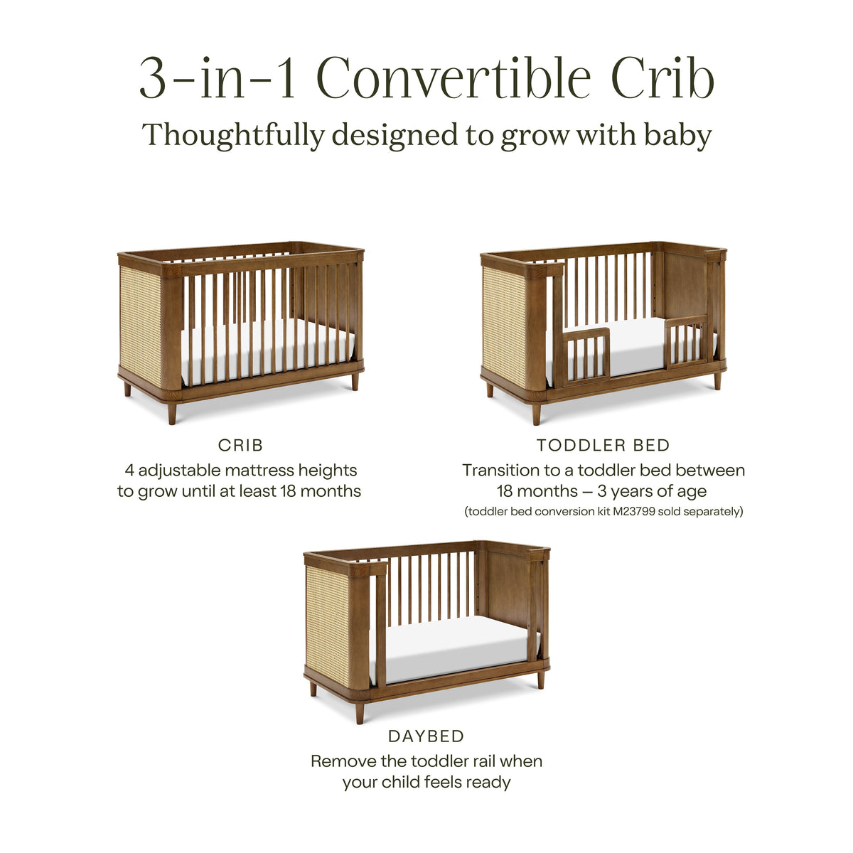 Marin with Cane 3-in-1 Convertible Crib