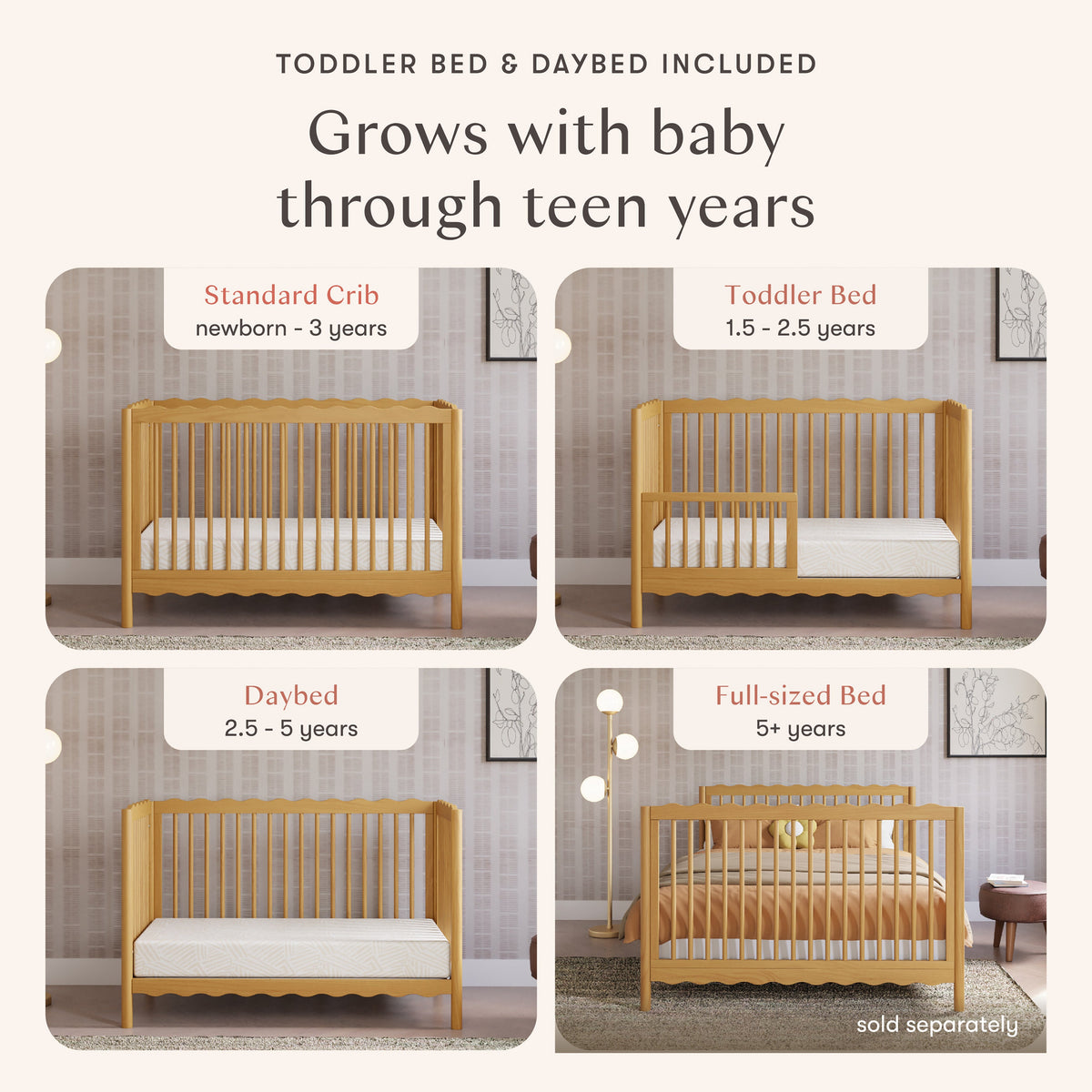Swell 4-in-1 Convertible Crib with Toddler Bed Conversion Kit