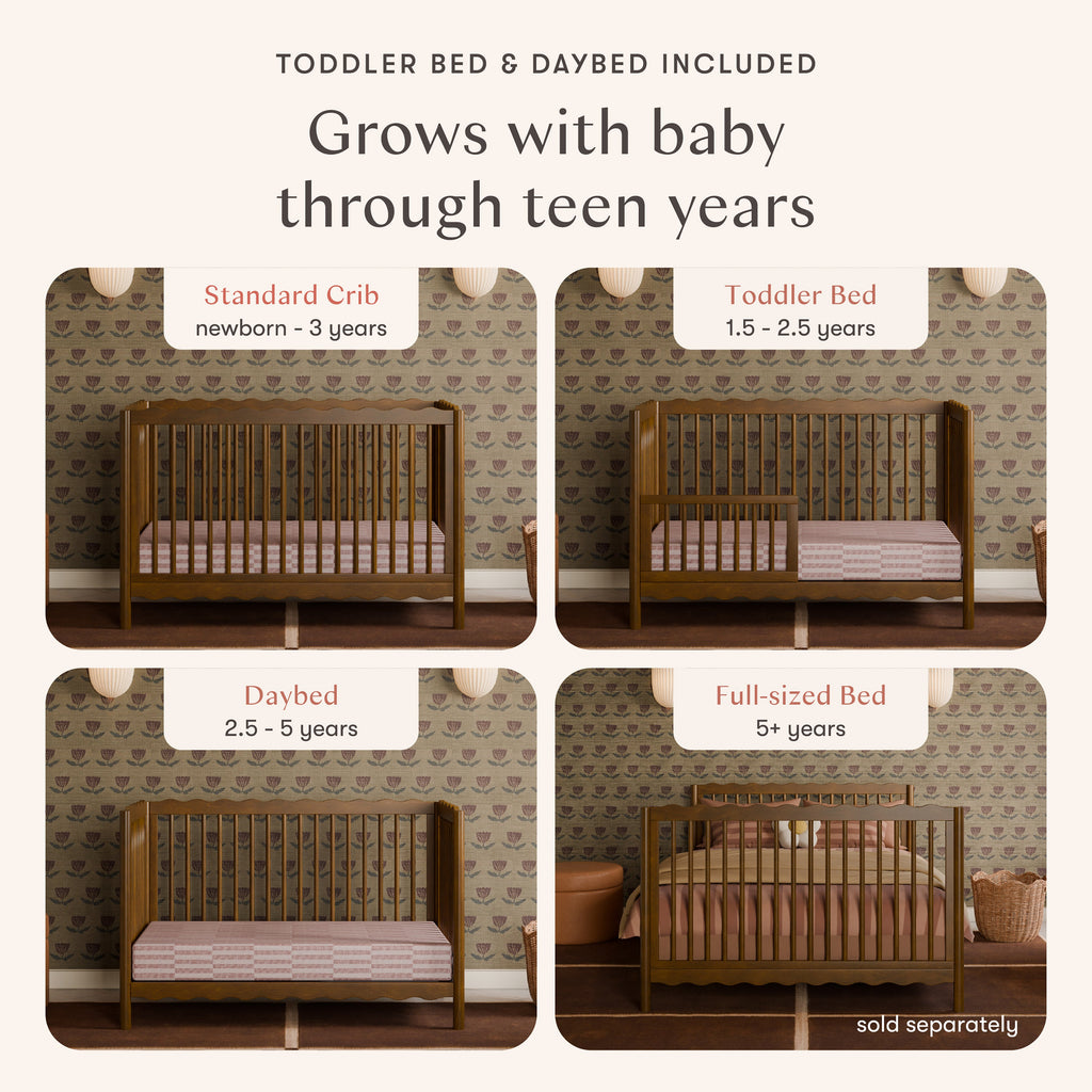 Cuna convertible 4 en 1 Swell con kit de conversión para cama de niño pequeño