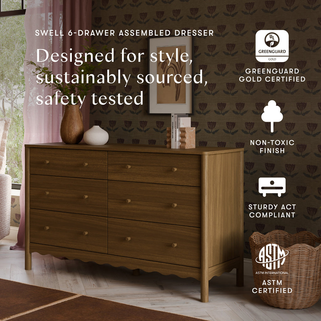 Swell 6-Drawer Wide Assembled Dresser (56")