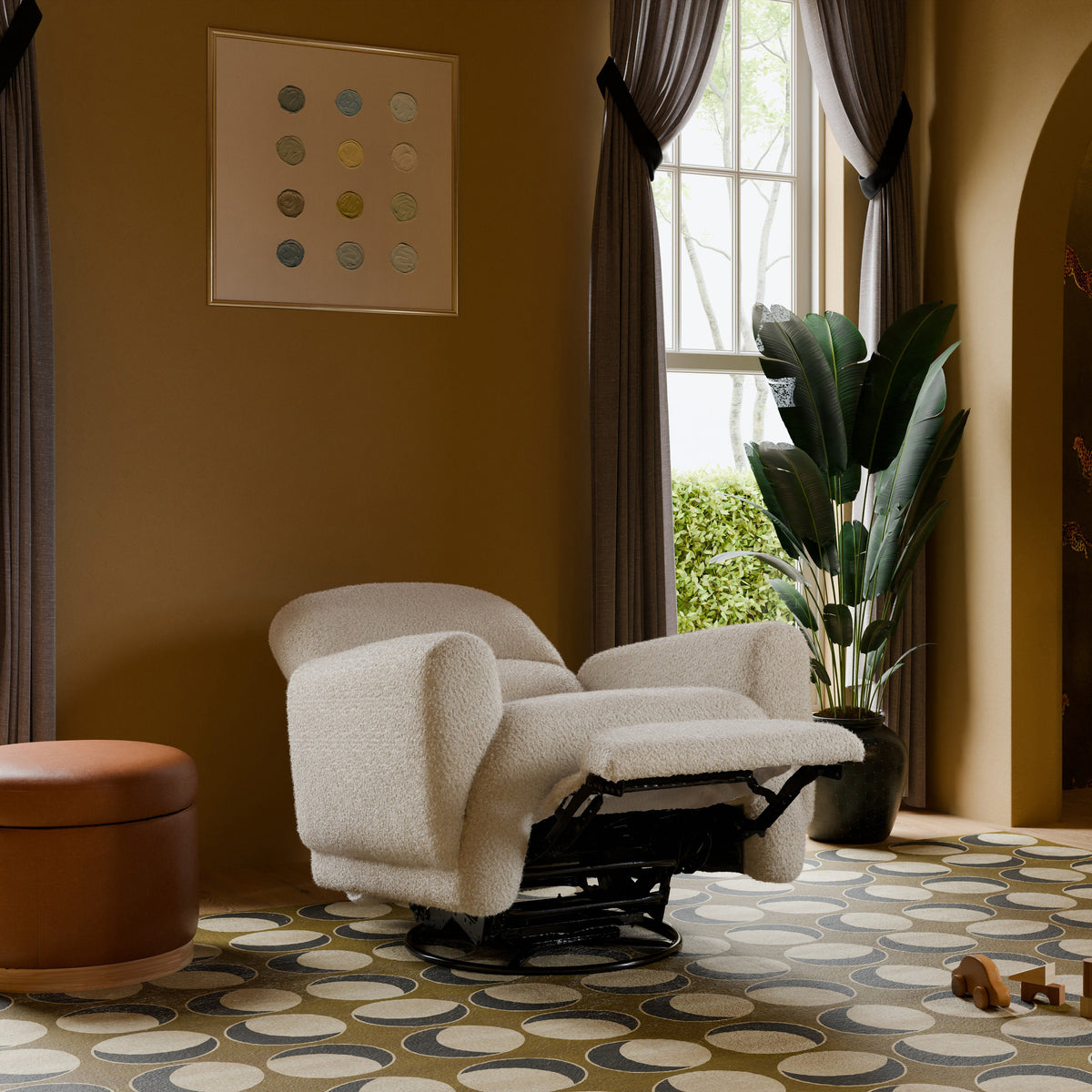 Rainbow Recliner and Swivel Glider in Teddy Loop