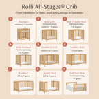 Rolli 9-in-1 Convertible All-Stages® Crib with Bassinet & Toddler Bed Conversion Kits