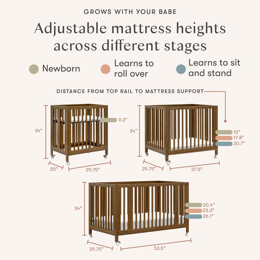 Rolli 9-in-1 Convertible All-Stages® Crib with Bassinet & Toddler Bed Conversion Kits