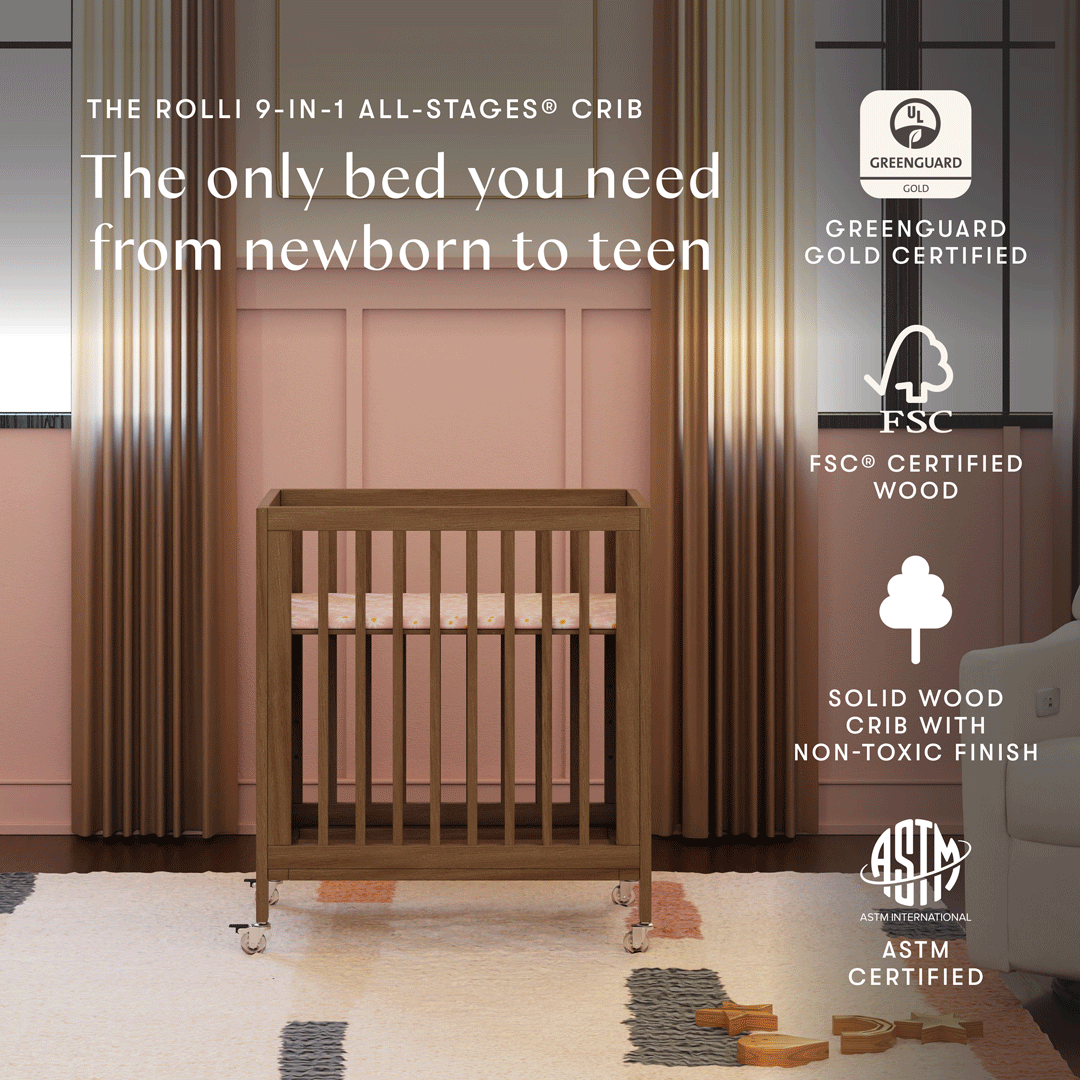 Rolli 9-in-1 Convertible All-Stages® Crib with Bassinet & Toddler Bed Conversion Kits