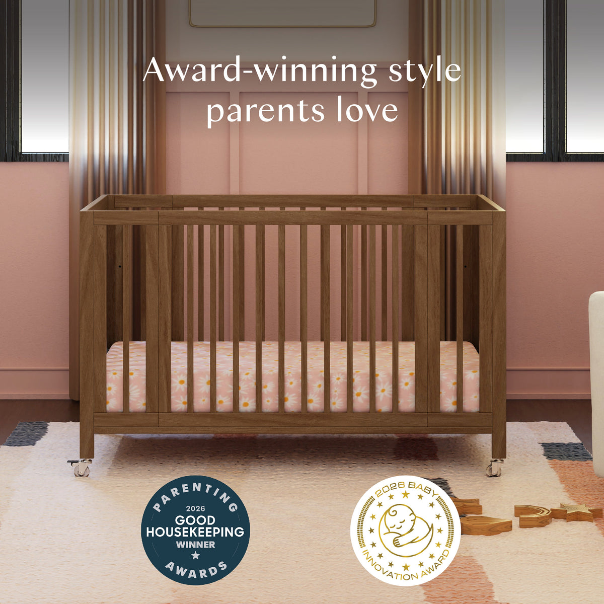 Rolli 9-in-1 Convertible All-Stages® Crib with Bassinet & Toddler Bed Conversion Kits