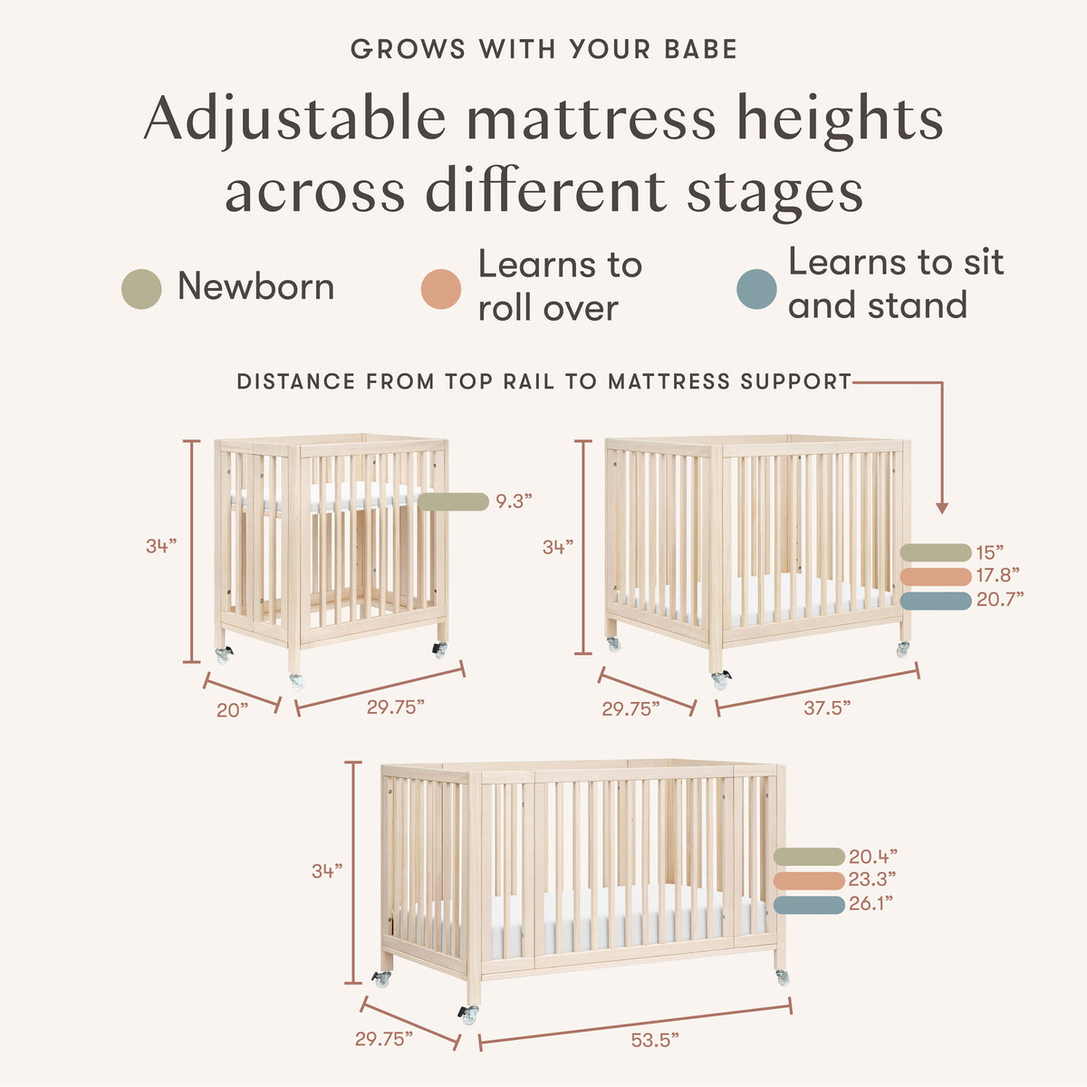 Rolli 9-in-1 Convertible All-Stages® Crib with Bassinet & Toddler Bed Conversion Kits