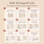 Rolli 9-in-1 Convertible All-Stages® Crib with Bassinet & Toddler Bed Conversion Kits