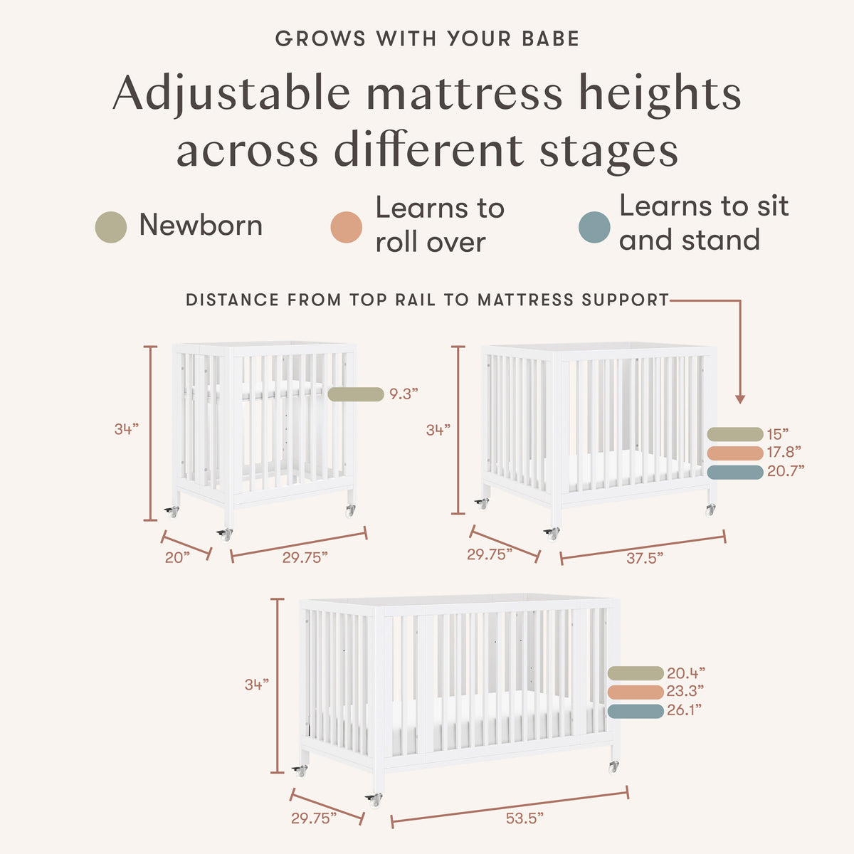 Rolli 9-in-1 Convertible All-Stages® Crib with Bassinet & Toddler Bed Conversion Kits