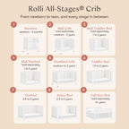 Rolli 9-in-1 Convertible All-Stages® Crib with Bassinet & Toddler Bed Conversion Kits