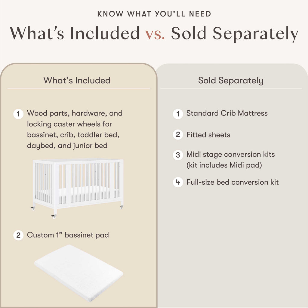Rolli 9-in-1 Convertible All-Stages® Crib with Bassinet & Toddler Bed Conversion Kits