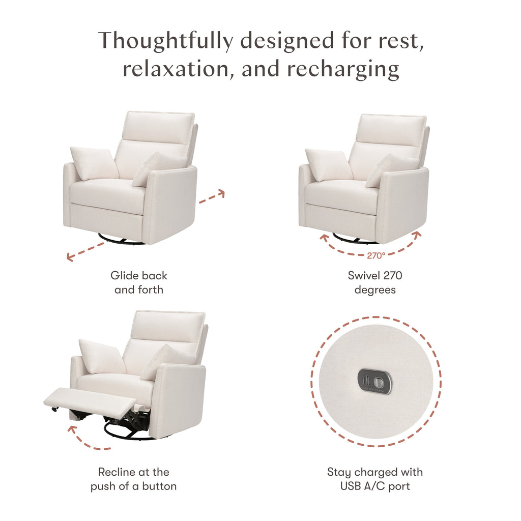 Nori Extra Wide Electronic Recliner and Swivel Glider with USB port