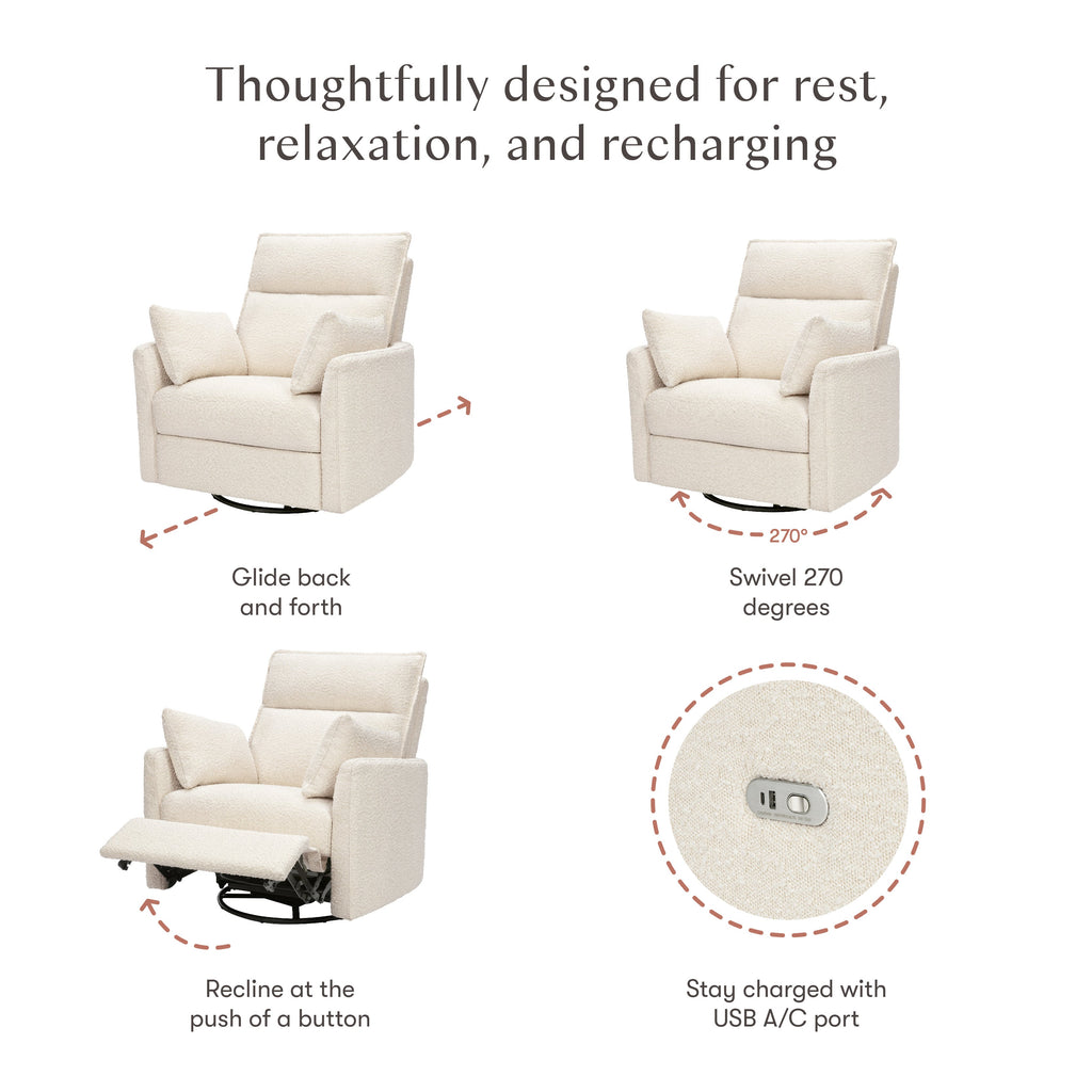 Nori Extra Wide Electronic Recliner and Swivel Glider with USB port