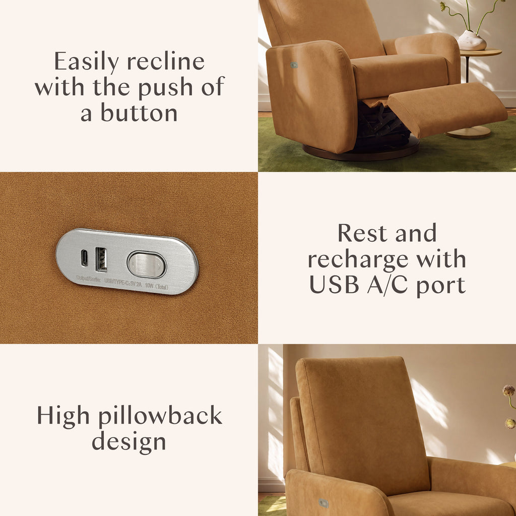 Petal Electronic Recliner and Swivel Glider with USB Port