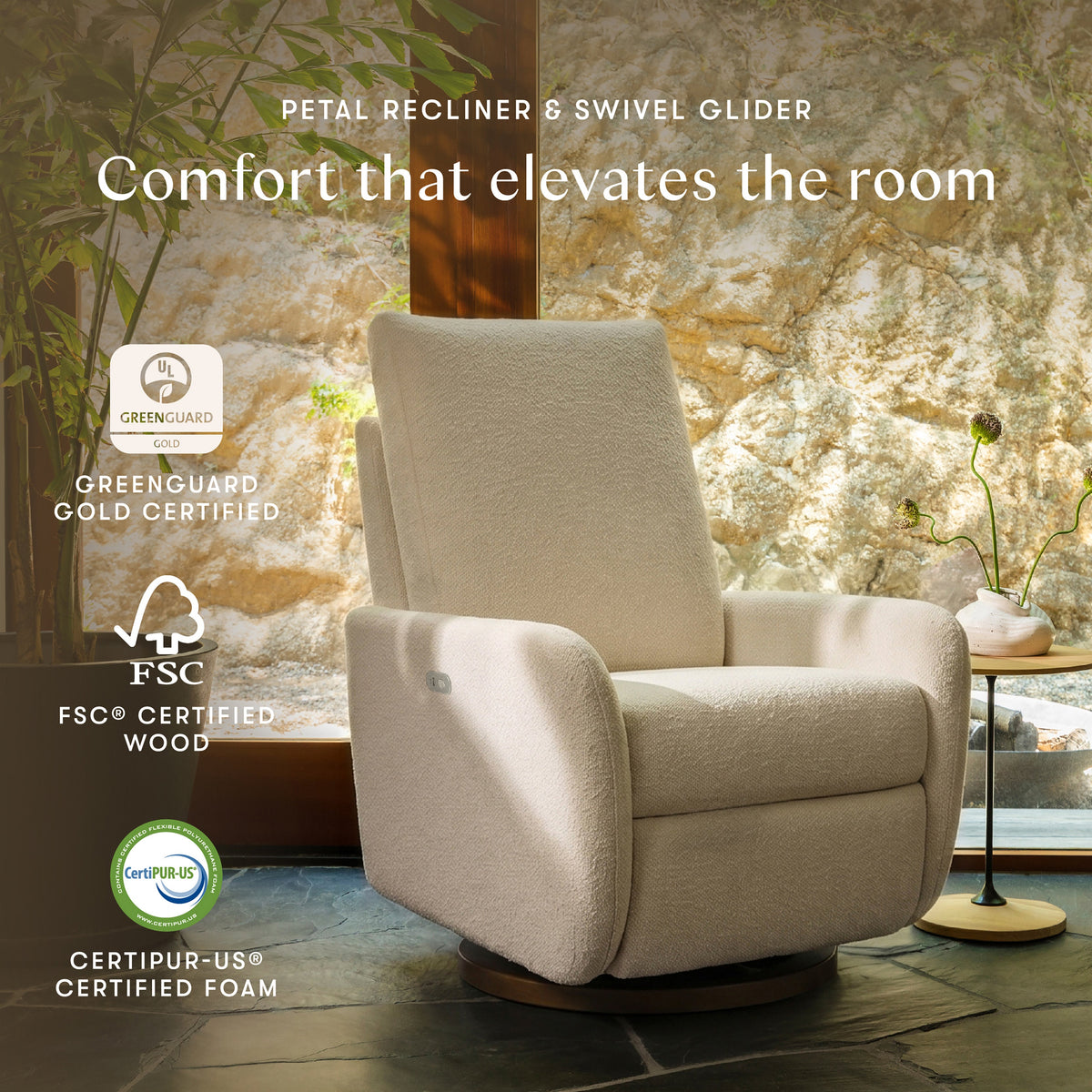 Petal Electronic Recliner and Swivel Glider with USB Port