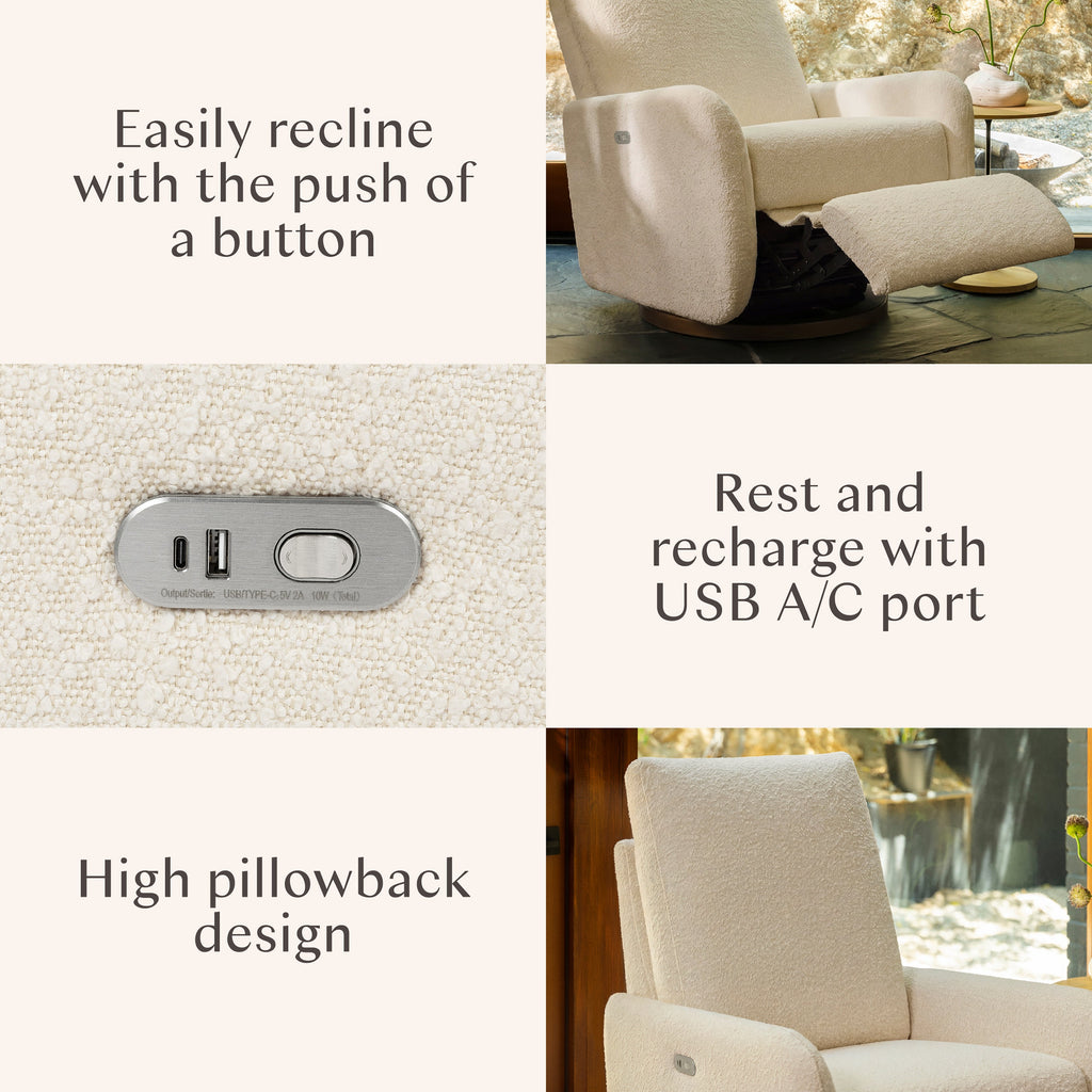 Petal Electronic Recliner and Swivel Glider with USB Port