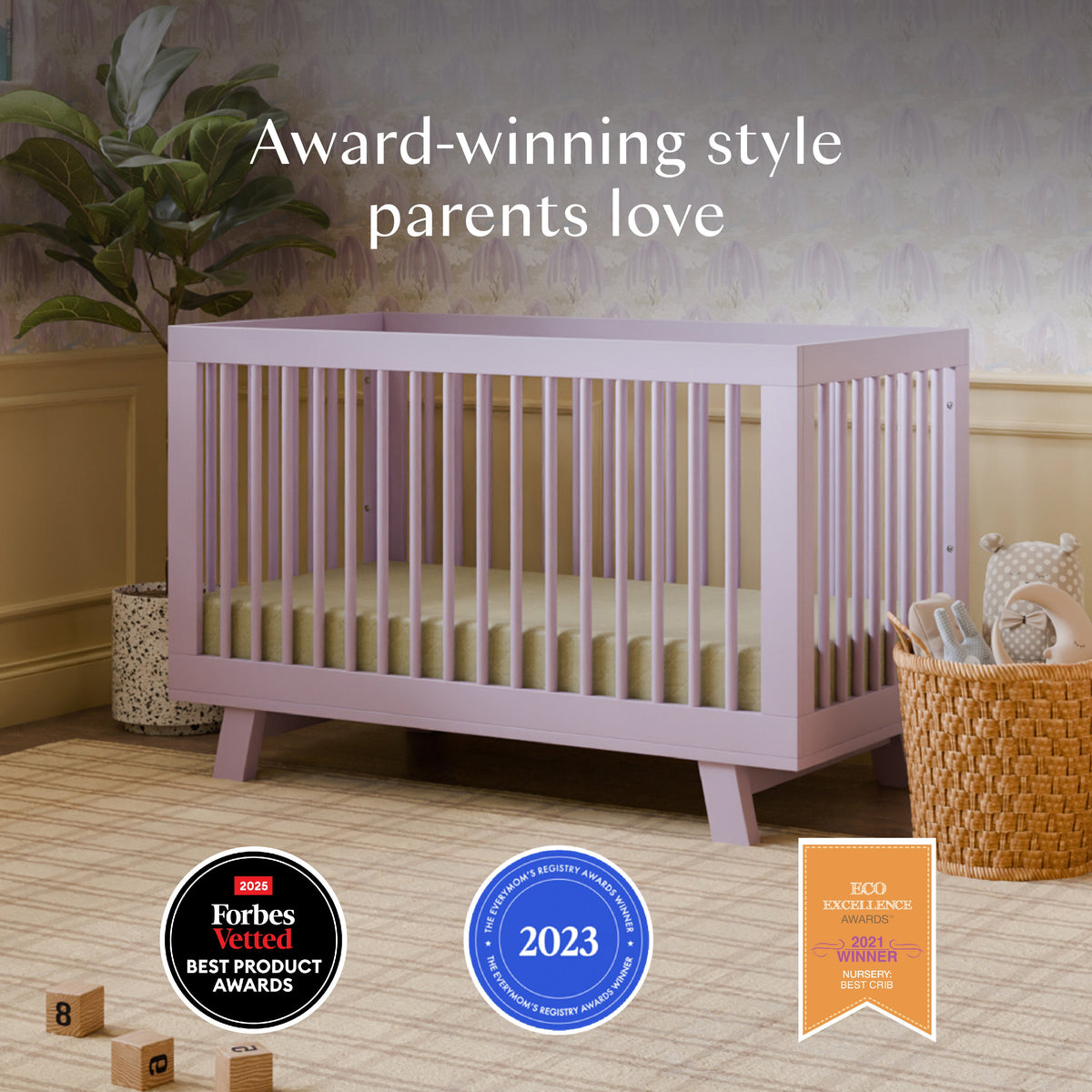 Hudson 3-in-1 Convertible Crib with Toddler Bed Conversion Kit