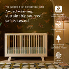 Hudson 3-in-1 Convertible Crib with Toddler Bed Conversion Kit