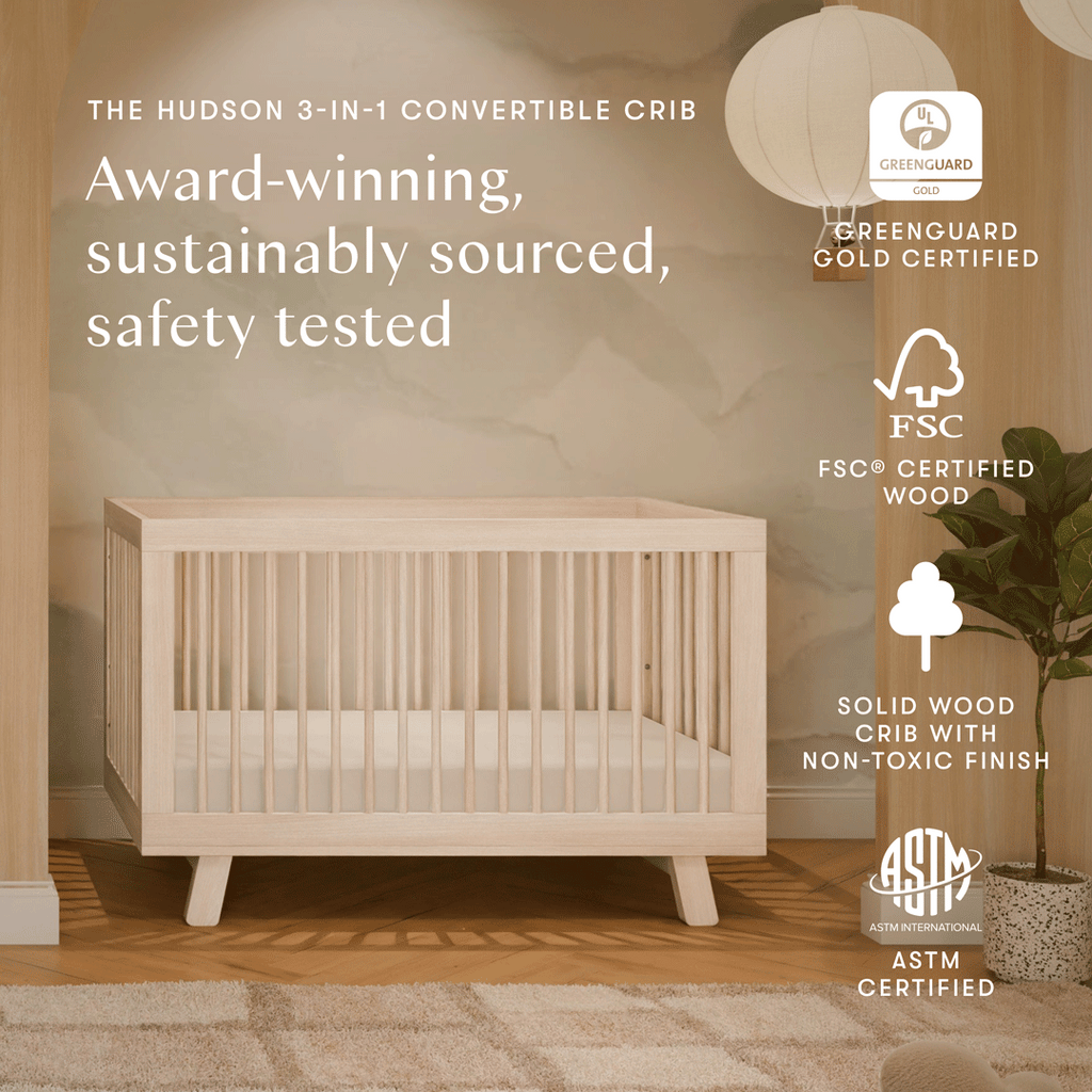 Hudson 3-in-1 Convertible Crib with Toddler Bed Conversion Kit