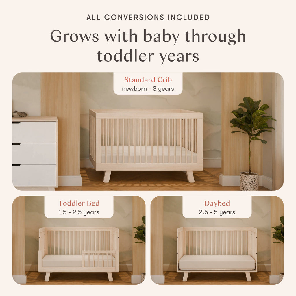 Hudson 3-in-1 Convertible Crib with Toddler Bed Conversion Kit