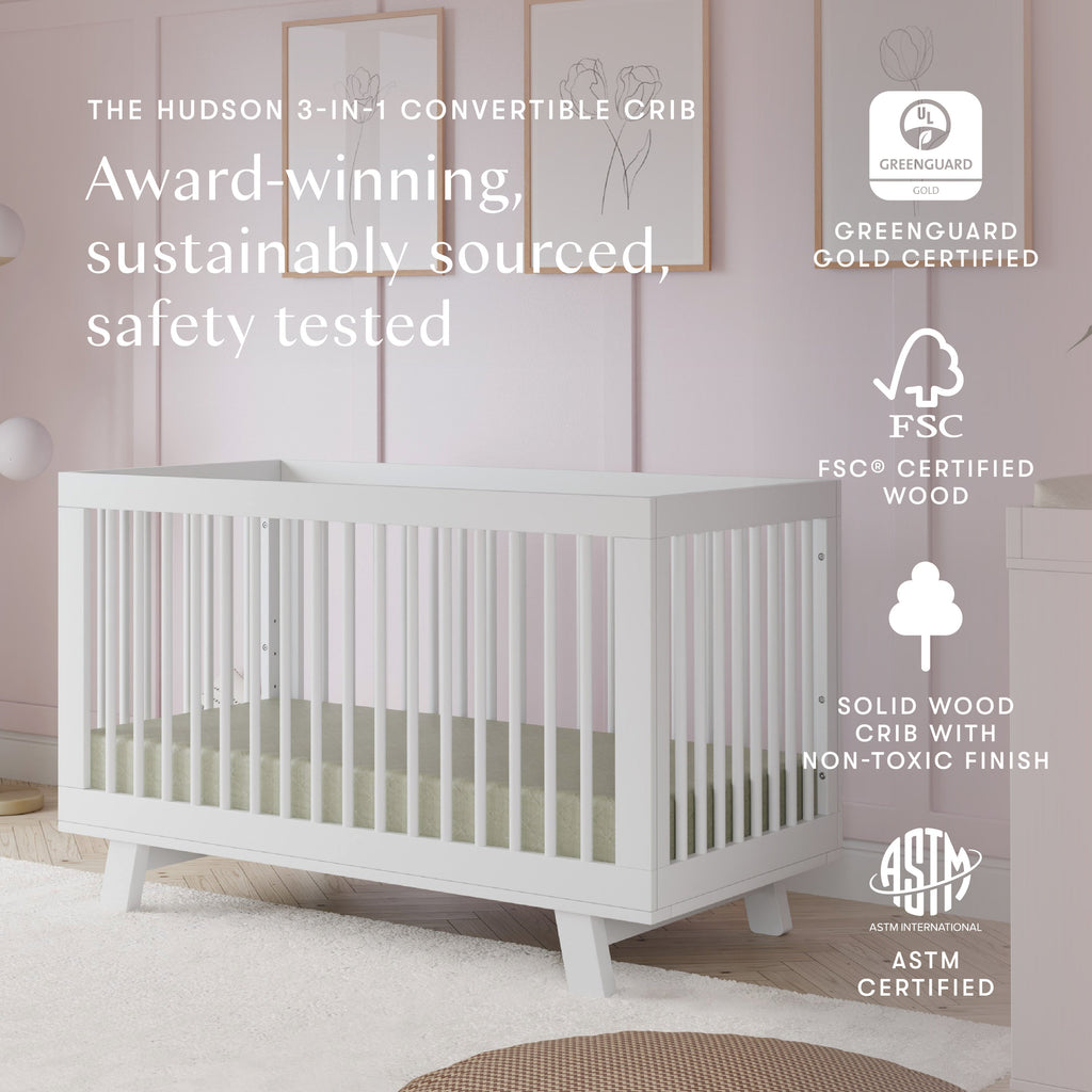 Hudson 3-in-1 Convertible Crib with Toddler Bed Conversion Kit
