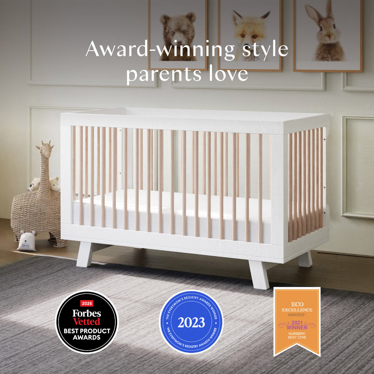 Hudson 3-in-1 Convertible Crib with Toddler Bed Conversion Kit