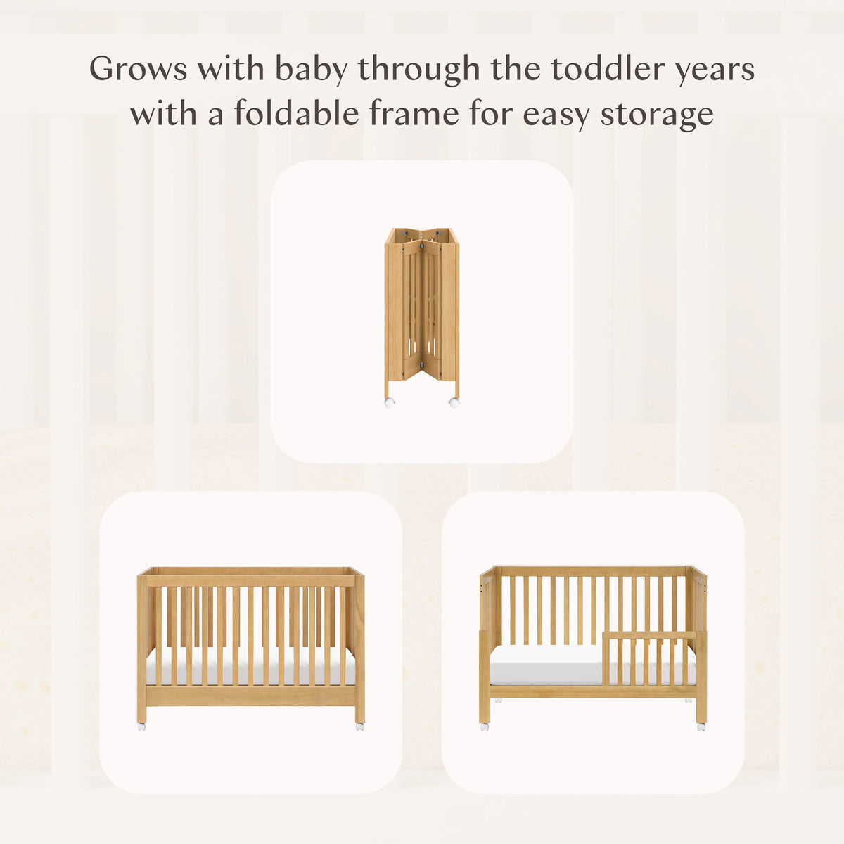 Maki Portable Folding Crib with Toddler Bed Conversion Kit
